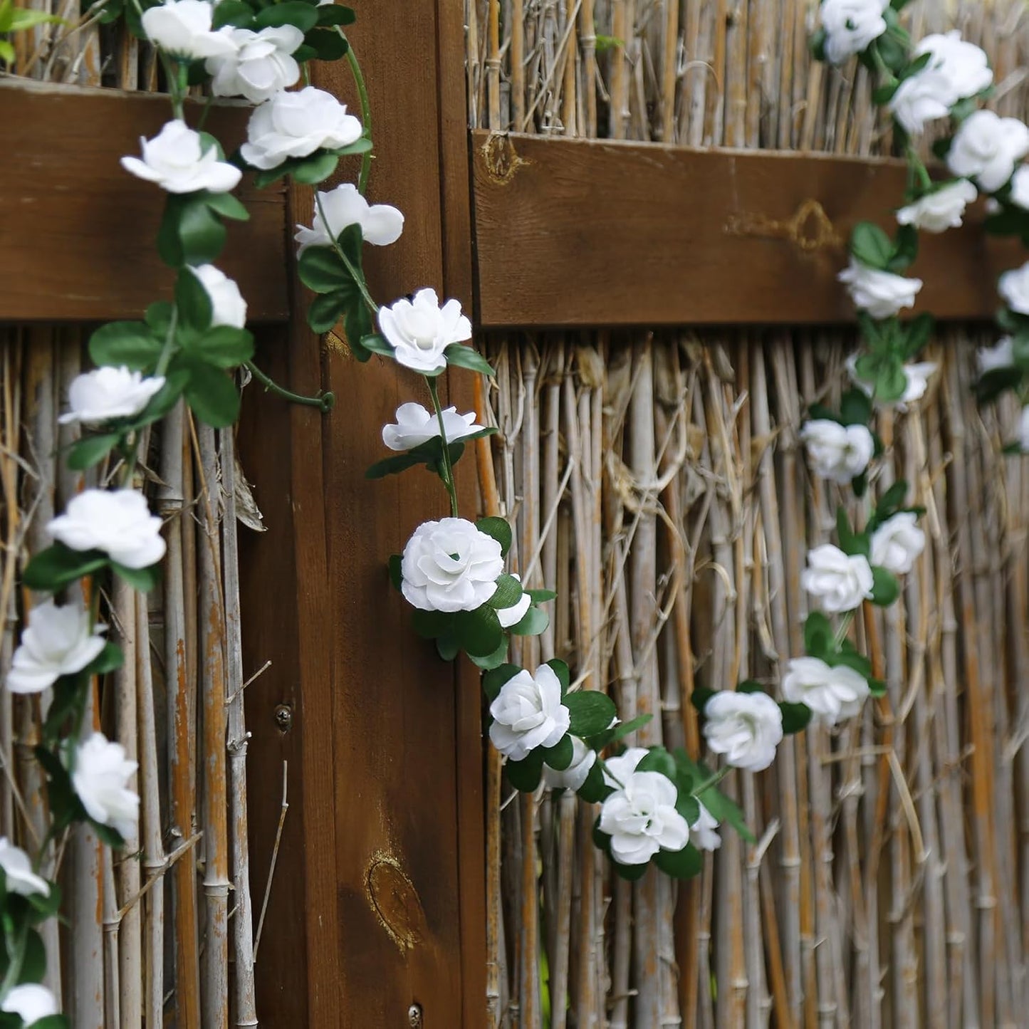 12 PCS 98.4 FT Artificial Flower Garland White Rose Garland for Wedding Room Decor（12,White）