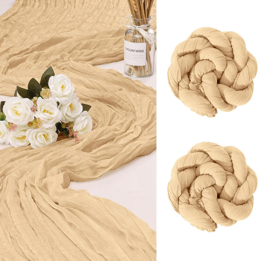 2 Pack Cheesecloth Table Runner 10Ft Christmas Gauze Boho Table Runners for Wedding Decor Bridal Shower Decorations Baby Shower Party(35" x 120")
