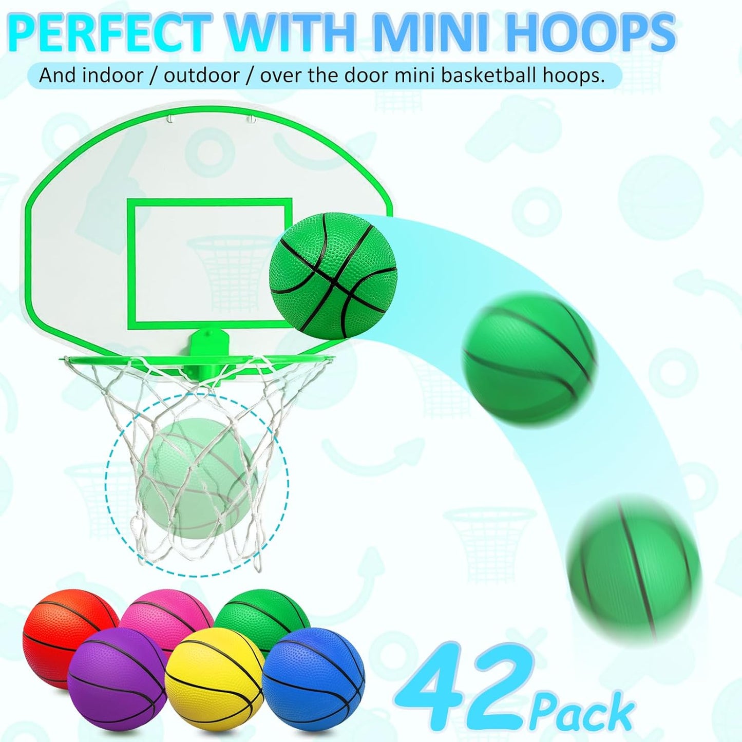 42Pcs 5" Mini Basketball Balls Bulk Small Basketball Set, PVC Small Basketball for Over The Door Basketball Hoop Games Party Favors Indoor Outdoor Play Adults Kids Pool Beach Colorful