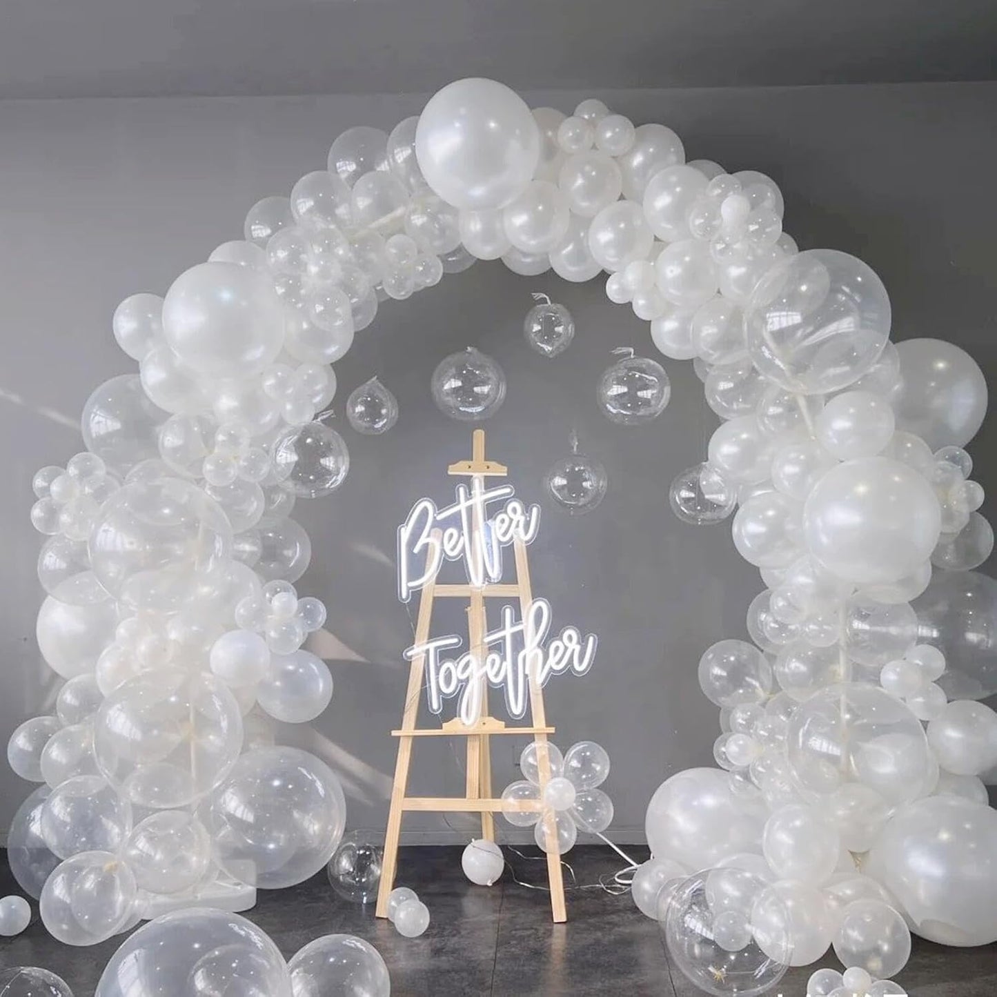 412pcs Clear Balloon Garland Arch Kit 18 12 10 5 Inch Different Sizes Matte Latex Crystal Transparent Balloons for Baby Shower Birthday Wedding Graduation Anniversary Party Decoration