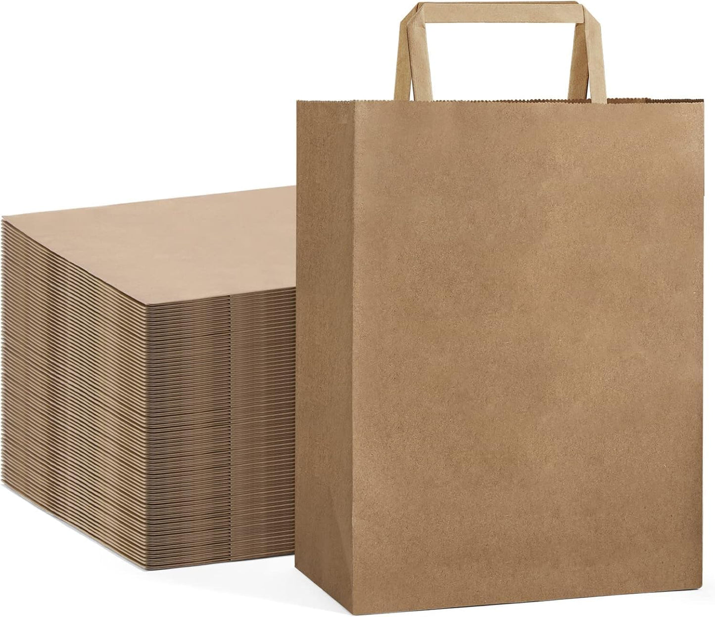 GSSUSA Brown Paper Bags with Handles 200 Pack Brown Gift Bags10 X5 X13 Kraft Paper Bags, for Shopping, Retail and Grocery -Take Out Bag