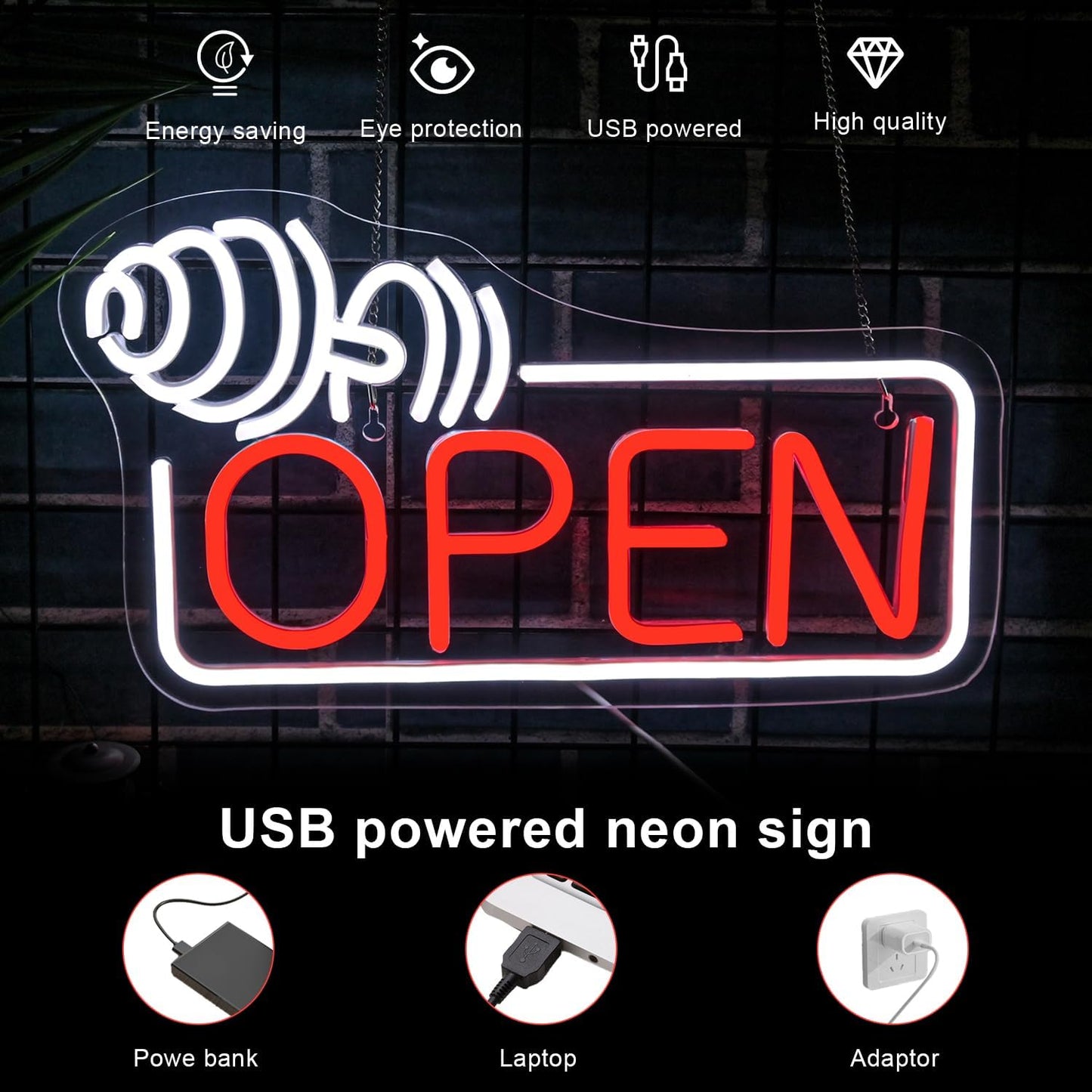 Lucunstar Barbell Open Neon Sign,Dimmable USB Led for Gym Decor Red Barbell Neon Open Sign for Business Neon Lights Fitness Club Sign Gym Fitness Studio Decoration