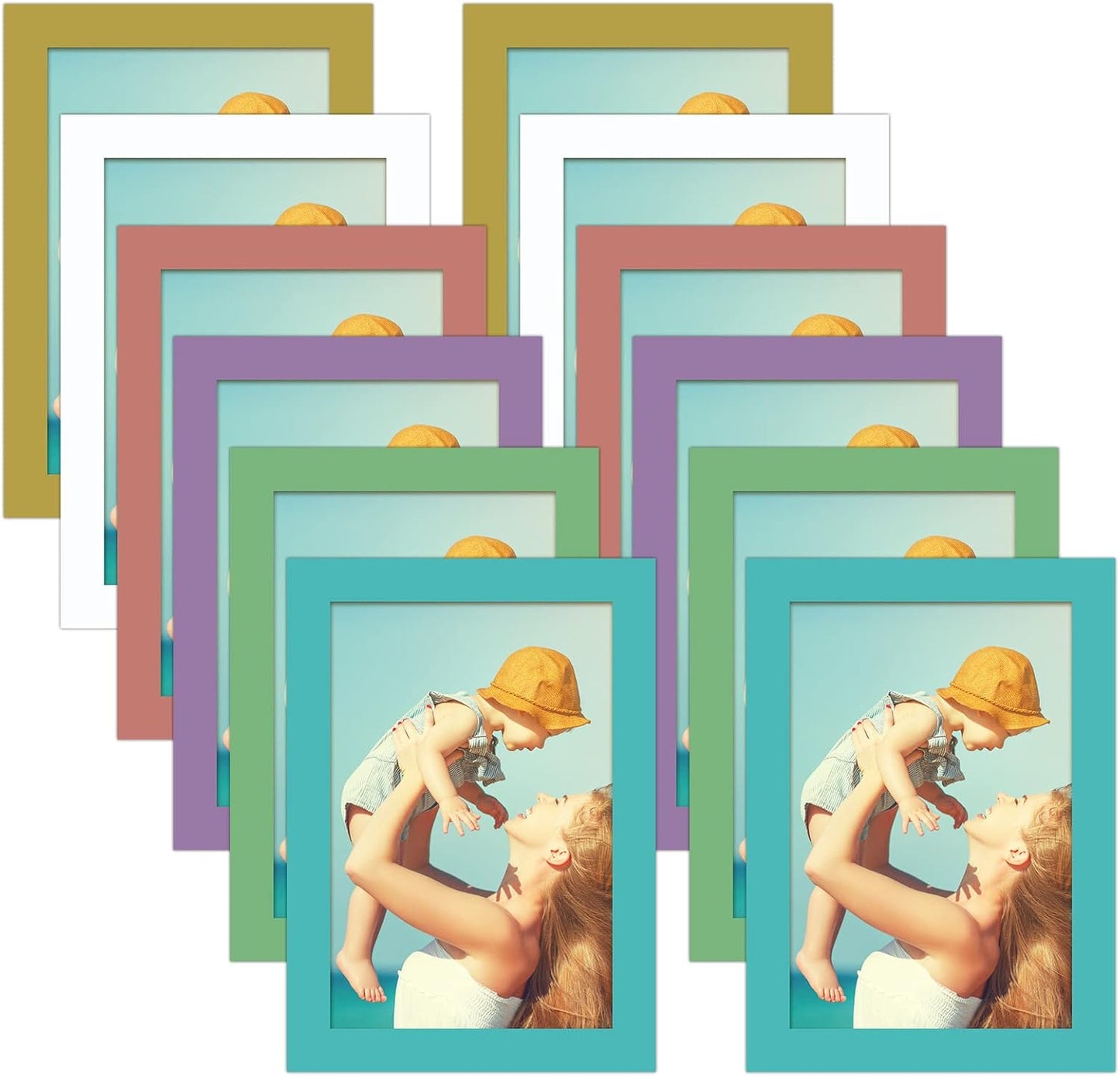 CRUGLA 12 Packs Colorful 4x6 Magnetic Picture Frames for Refrigerator Locker, Colored Peel and Stick Frame Bulk, 4 by 6 Photo Holders for Fridge Dishwasher Whiteboard, 6 Colors