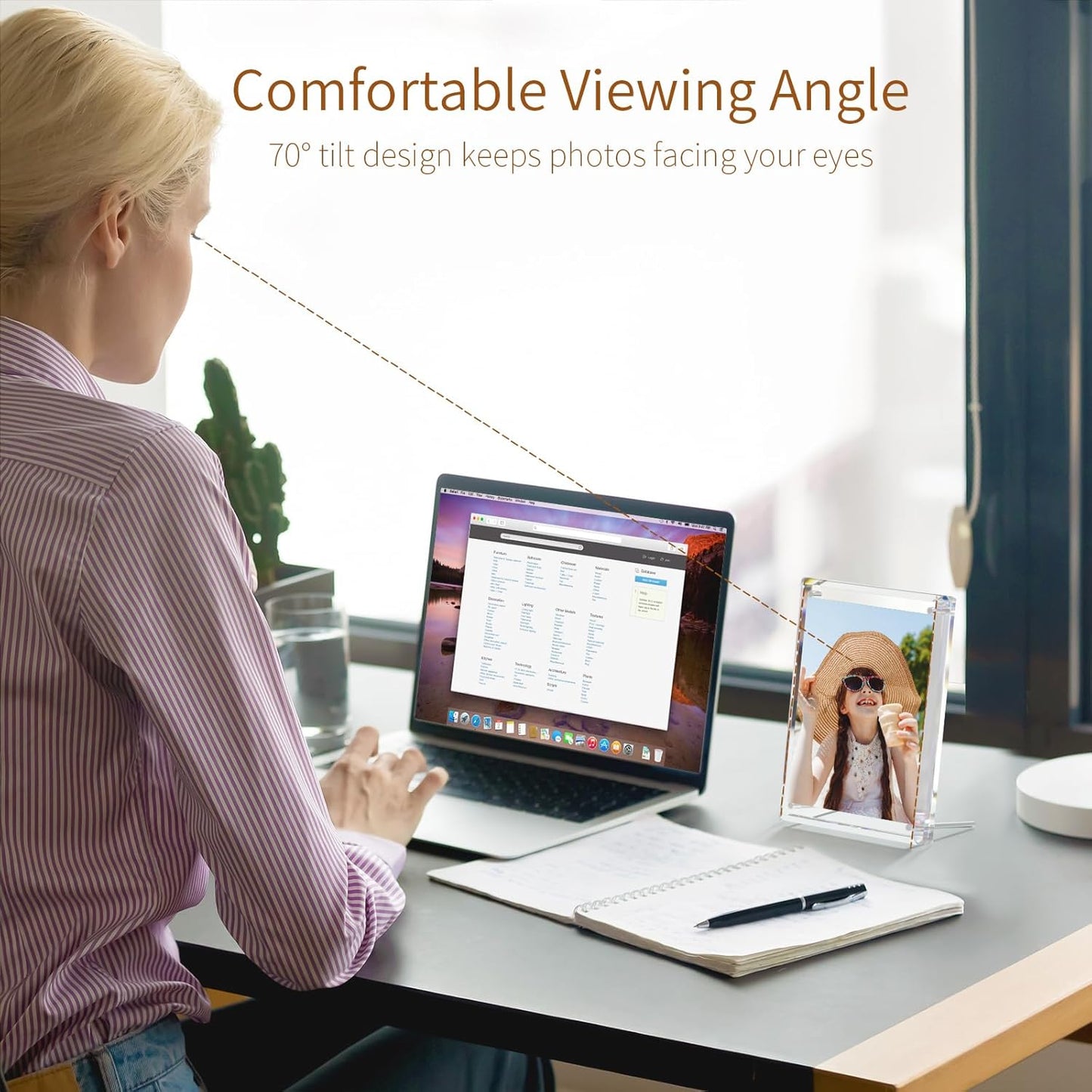 NIUBEE 4x6 Acrylic Picture Frames, Clear Photo Frame for Living Room, Diamond Edge Design, 1 Pack Portrait or Landscape Magnetic Family Thick Desktop Frameless Frame