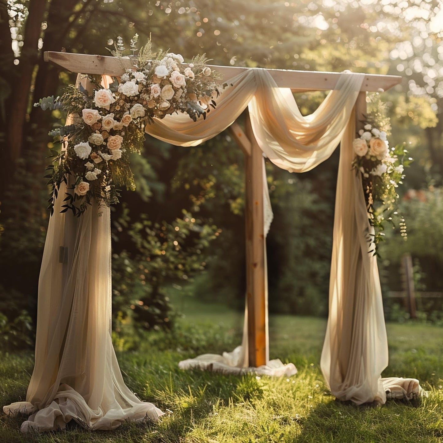 Wokceer Nude 6 Panels 28.7" x 20FT Sheer Fabric Drapes Backdrop Arch Draping Fabric for Wedding Ceremony Birthday Party Bridal Shower Decoration