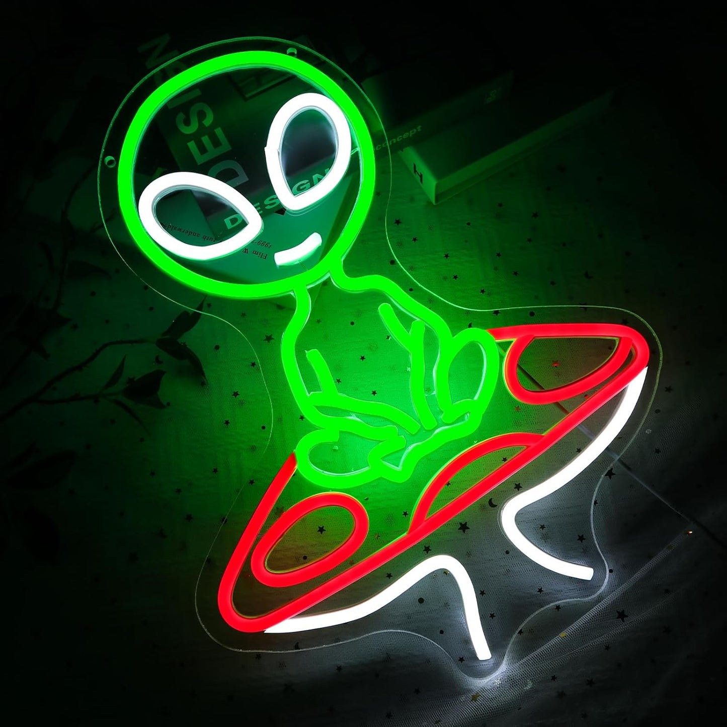 Mushroom Alien Neon Sign for Wall Decor, USB Dimmable Green Alien Neon Lights for Bedroom, Home, Game Room, Party, Beer Bar, Hip Hop Pub, Man Cave, Yoga Gifts