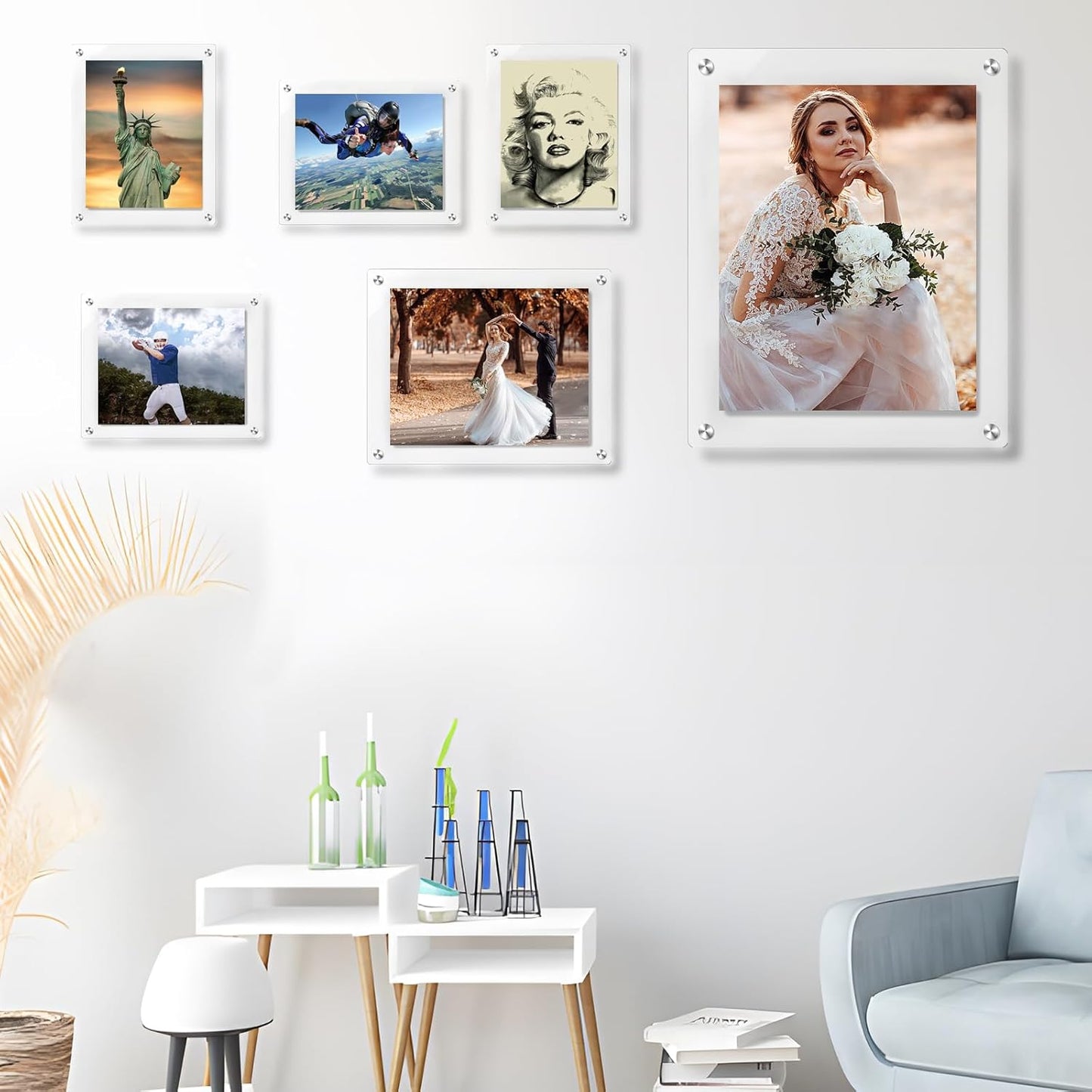 11X14 Acrylic Floating Picture Frame for Wall Mount, Clear Magnetic Photo Frame for Kids Artwork,Certificates Documents Frames for Family,Office,Wedding