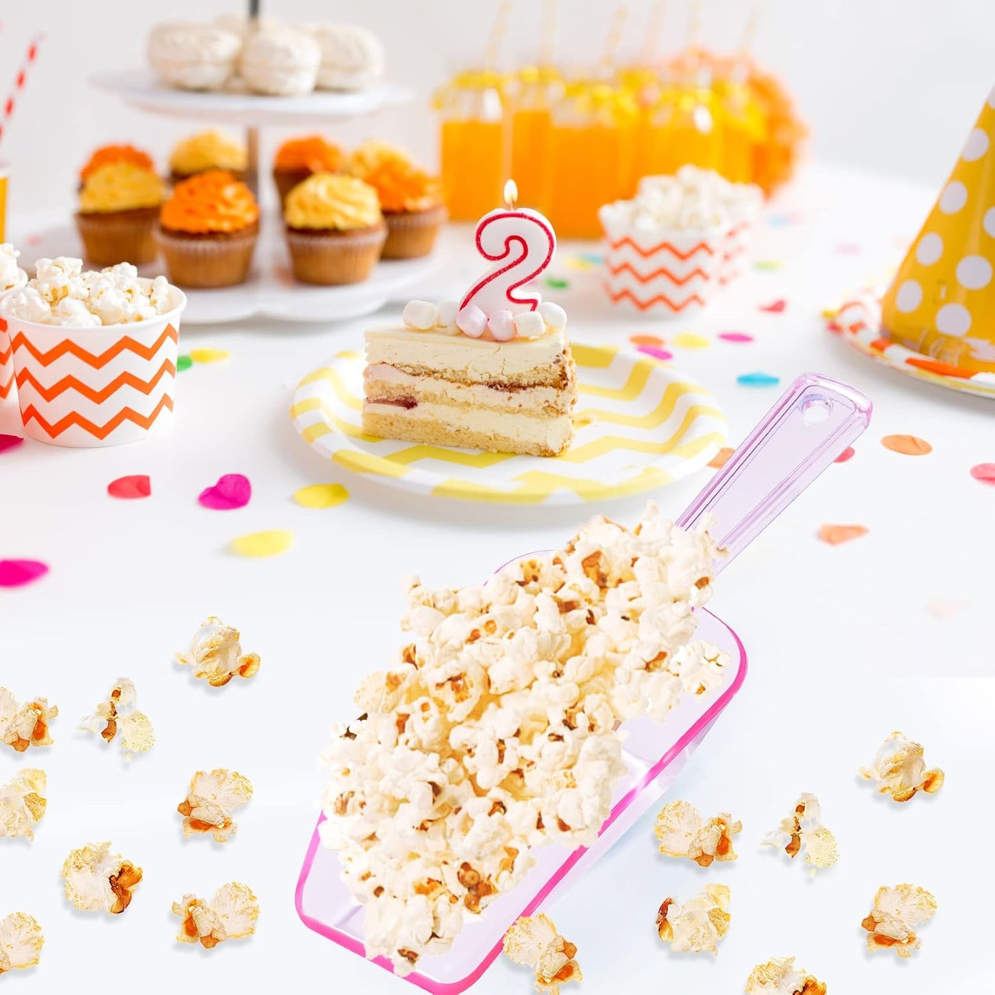 Ice Scoop for Freezer, Clear Pink Plastic Candy Buffet Scoopers, Acrylic Multi-purpose Kitchen Scoop for Party Wedding Popcorn Cookie Dry Goods, 6 Pack 7.5 In