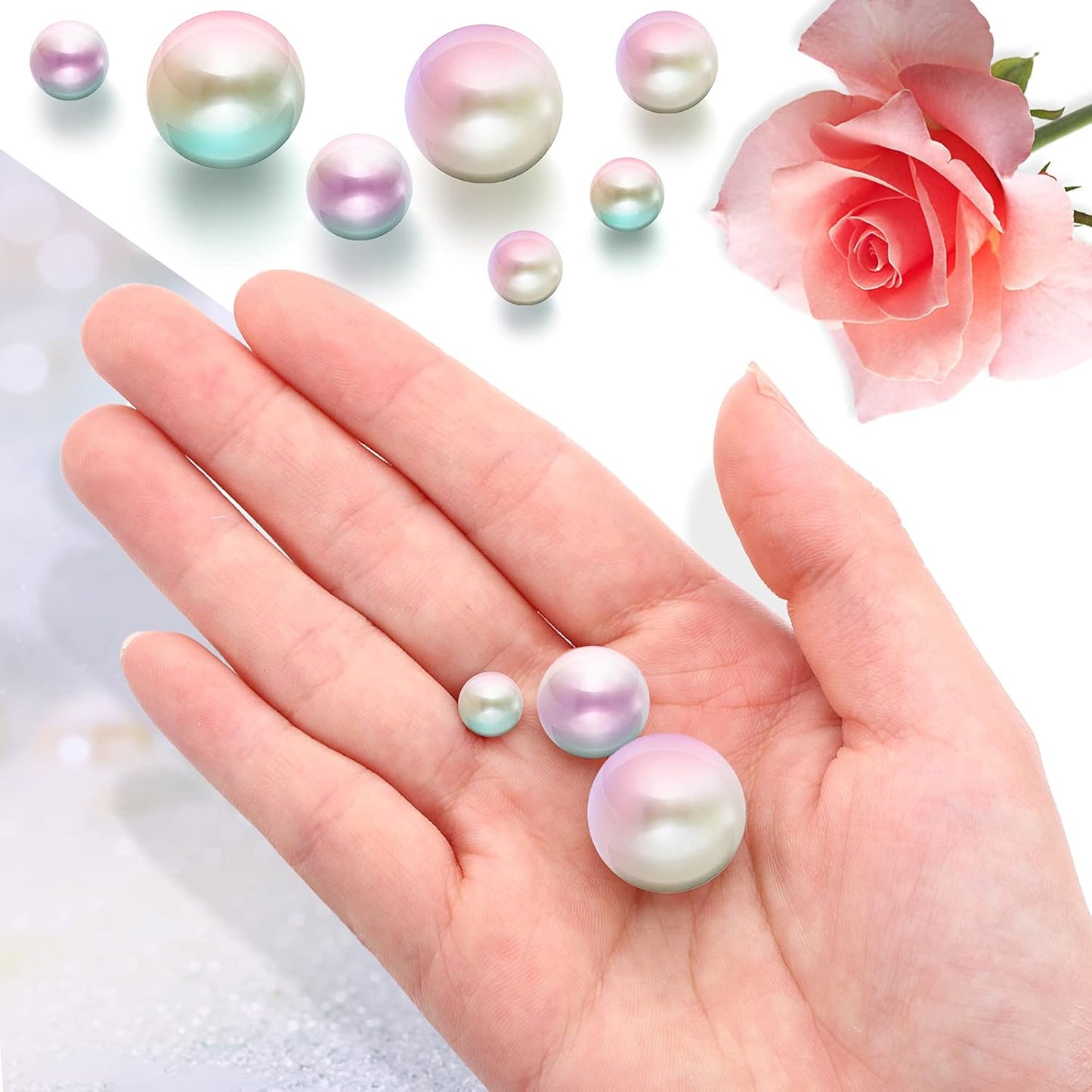 150 Pieces Vase Filler Faux Pearls Vase Makeup Beads No Hole Gloss Bead Mixed Sizes Round Pearl for Home Party Wedding Decor, 8/14/20 mm(Mixed Color)
