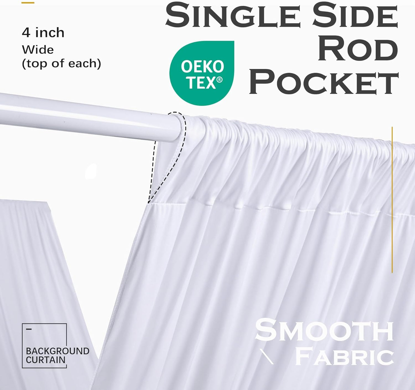 PartyVillage 20ftx40ft White Ceiling Curtain for Wedding Parties – 4 Panels Wrinkle-Free 40 FT Long Tent Draping Curtains for Wedding, Birthday & Theme Parties, 40ft Height with Rod Pocket