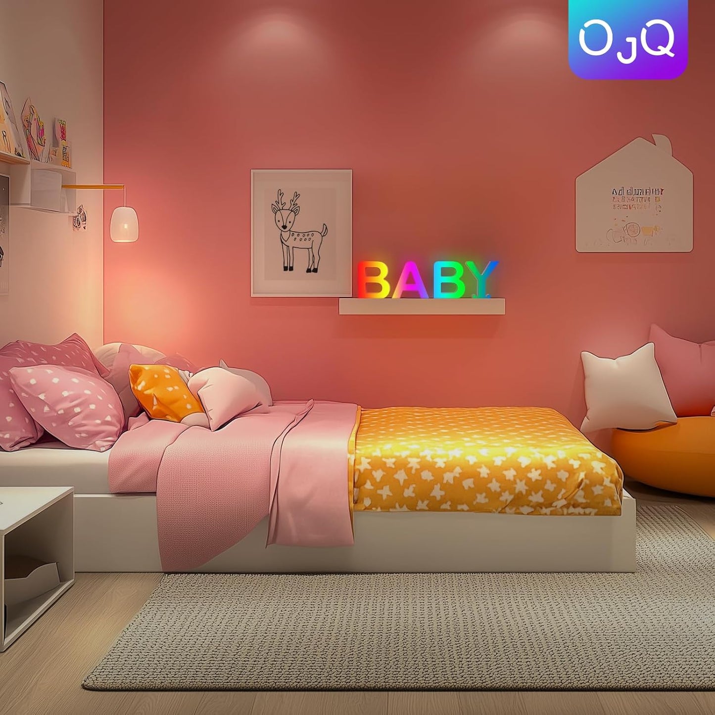 OJQ Light Up Letters LED Letter - Marquee Letters Room Decor Alphabet Letter Music Sync Color Change Colorful - Christmas Birthday Gifts for Girl - Teen Girls Gifts Party Home Wall Decor