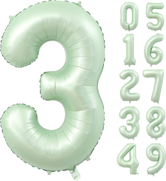 40 inch Olive Green Number 3 Balloon Large Jumbo Digit 3 Foil Helium Number Balloon for Wedding Anniversary Celebration 3rd 13 23 30 Boy Girl Birthday Party Decorations