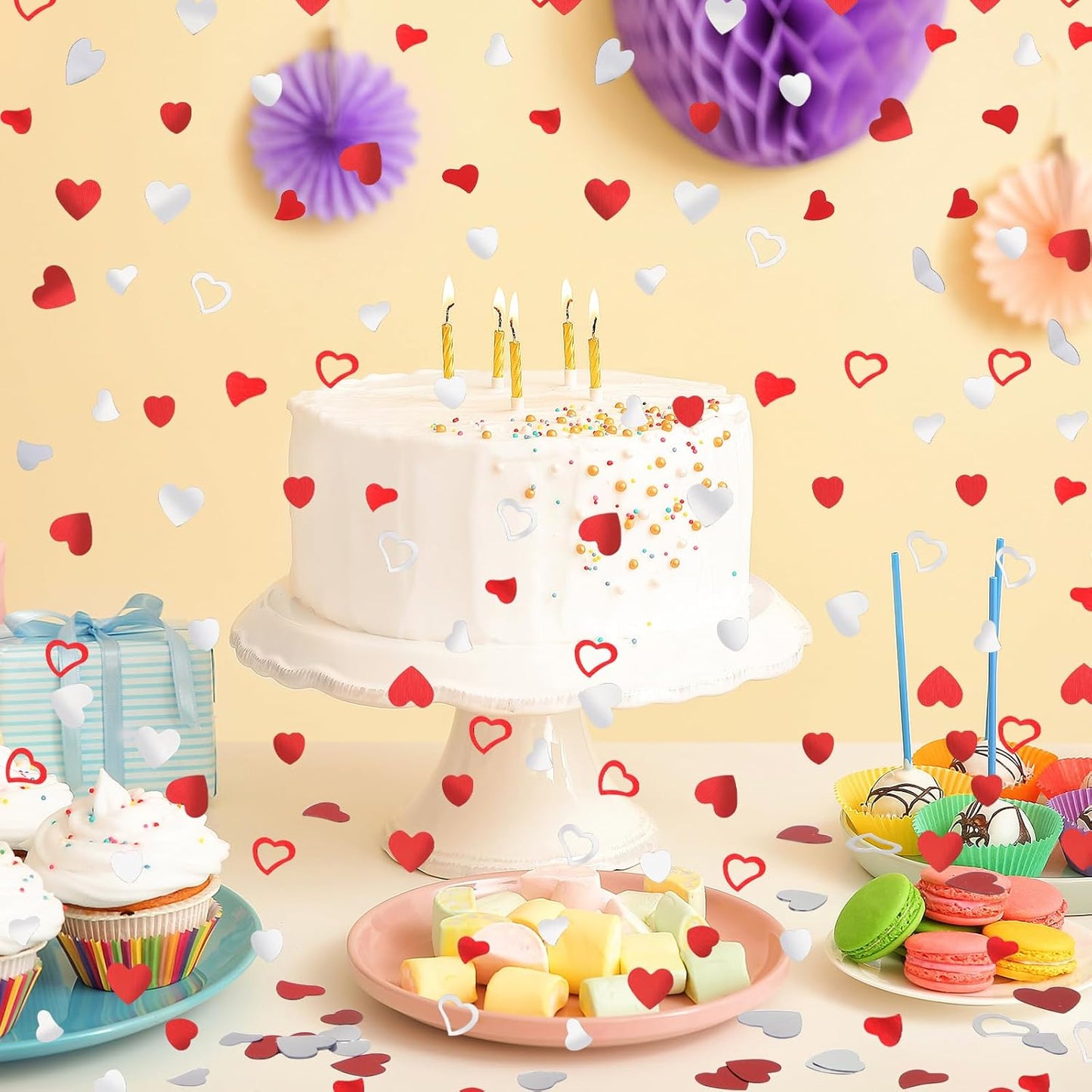 MARFOREVER Valentines Day Confetti, Red Heart Glitter Confetti Valentine's Day Metallic Foil Heart Love Table Scatter Sprinkles Sequins for Wedding Bridal Shower Birthday Party Favors Decorations