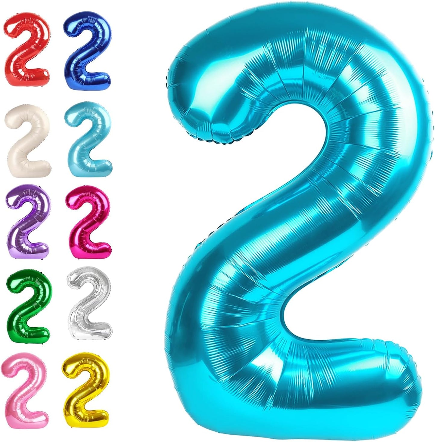 Big 40 Inch Blue 2 Number Balloon Birthday Decoration, 2026 Blue Number 2 Helium Balloons 12 20 22 23 24 26 28 32 42 Celebration, Boy Girl Baby Anniversary Party Graduations Supplies