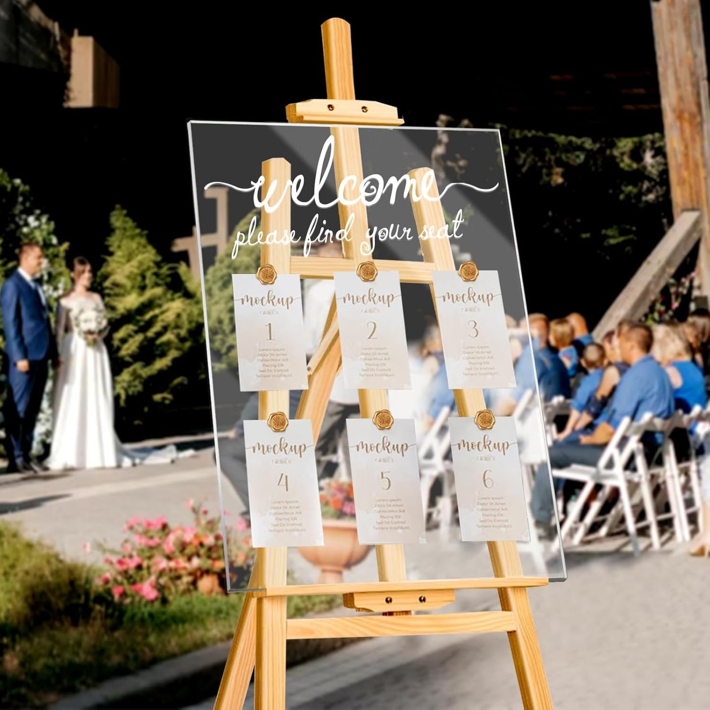 24x18 Inch Wedding Seating Chart Board Display with 15 Rose Wax Seal Stickers for Reception | Acrylic Welcome Please Find Your Seat Table Seating Chart Board Wedding Sign Display Decor