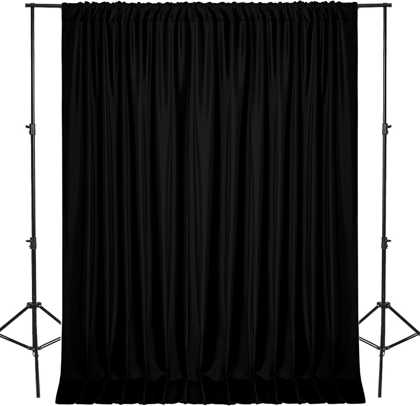 DWCN 10x7 FT Black Backdrop Curtains for Parties, Photography Backdrop Drapes with Rod Pockets for Wedding Decorations Stage Birthday Family Gatherings, 2 Panels 5ft x 7ft