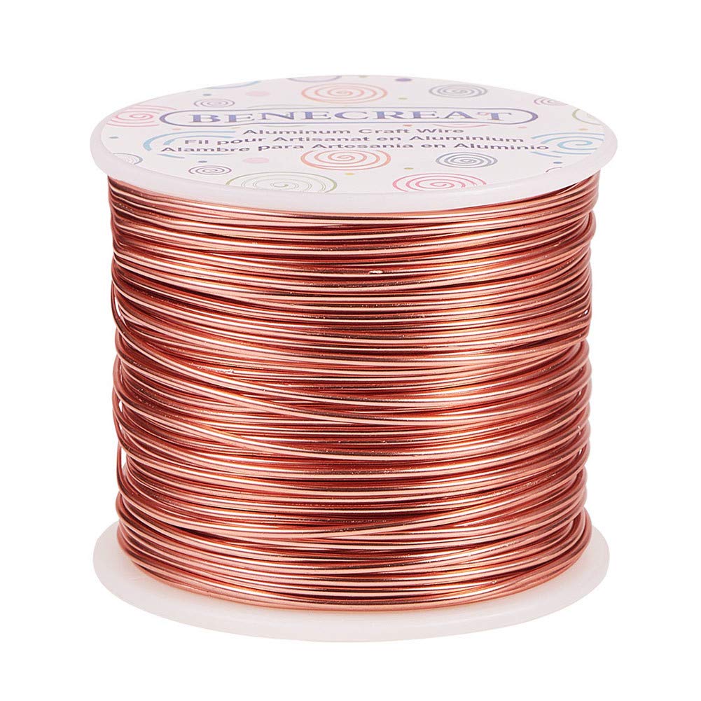 BENECREAT 15 Gauge 220FT Aluminum Jewelry Craft Wire - Anodized Metal Beading Wire for Floral Craft, Gem Wrapping, Necklace & Bracelet Making - Copper Tone