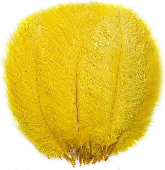 YAKRUNA 30PCS Yellow Ostrich Feathers Bulk 12-14 Inches for Centerpieces for Wedding Birthday Gatsby Party, Decorative Plumes for Vase & Table & Christmas Tree Decor (30-35cm, Yellow)