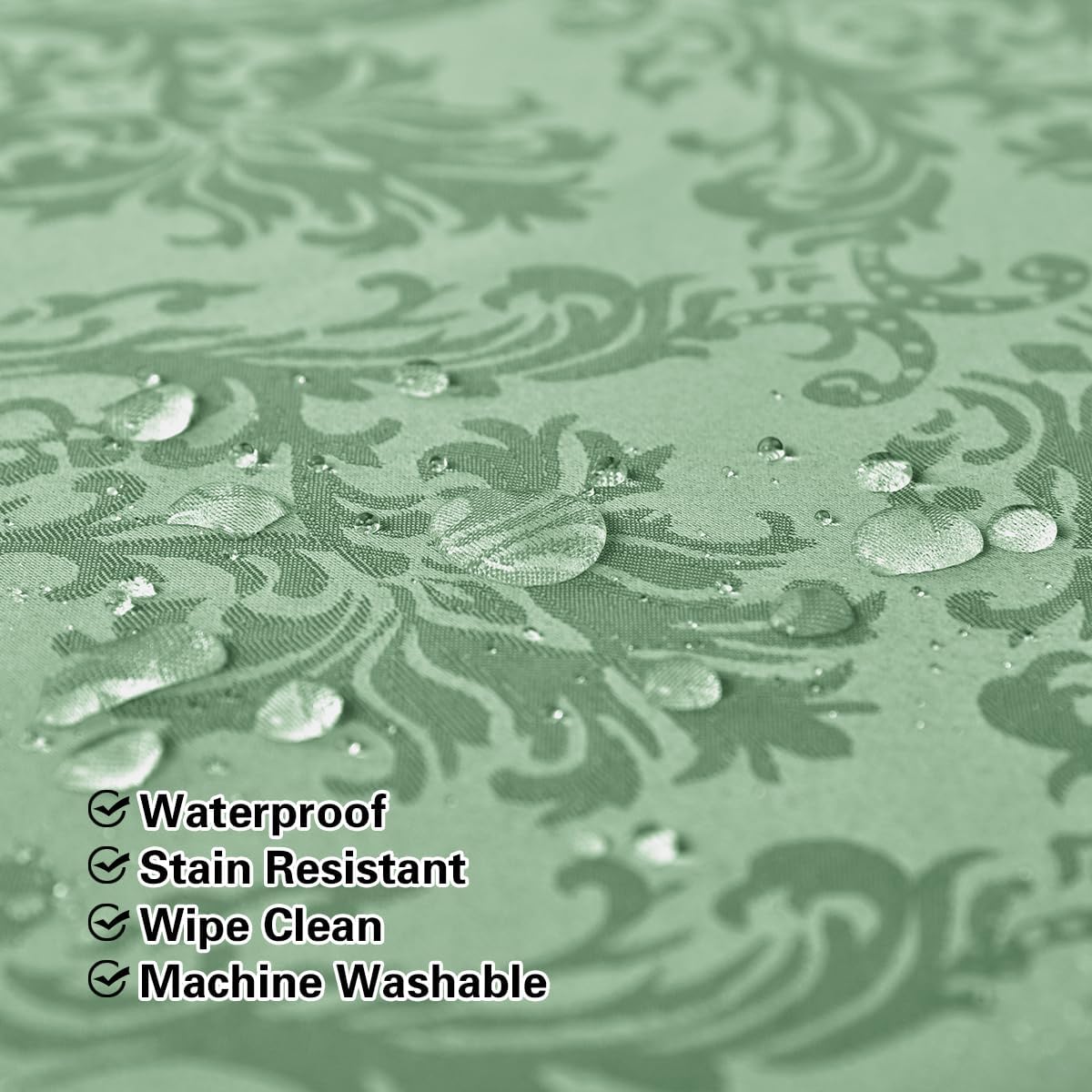 Flower Jacquard Rectangle Tablecloth 60 x 102 Inch Waterproof Oil Proof Wrinkle Free Damask Table Cloth, Fabric Table Cover for Dining, Party, Banquet, Indoor, Outdoor, Sage Green