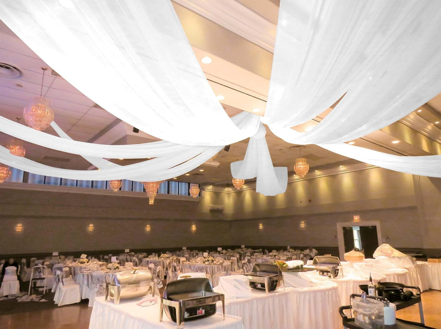 6 Panels White Wedding Drapes - 5ft x 20ft, Wedding Arch Draping Fabric, Cheesecloth Sheer Curtain