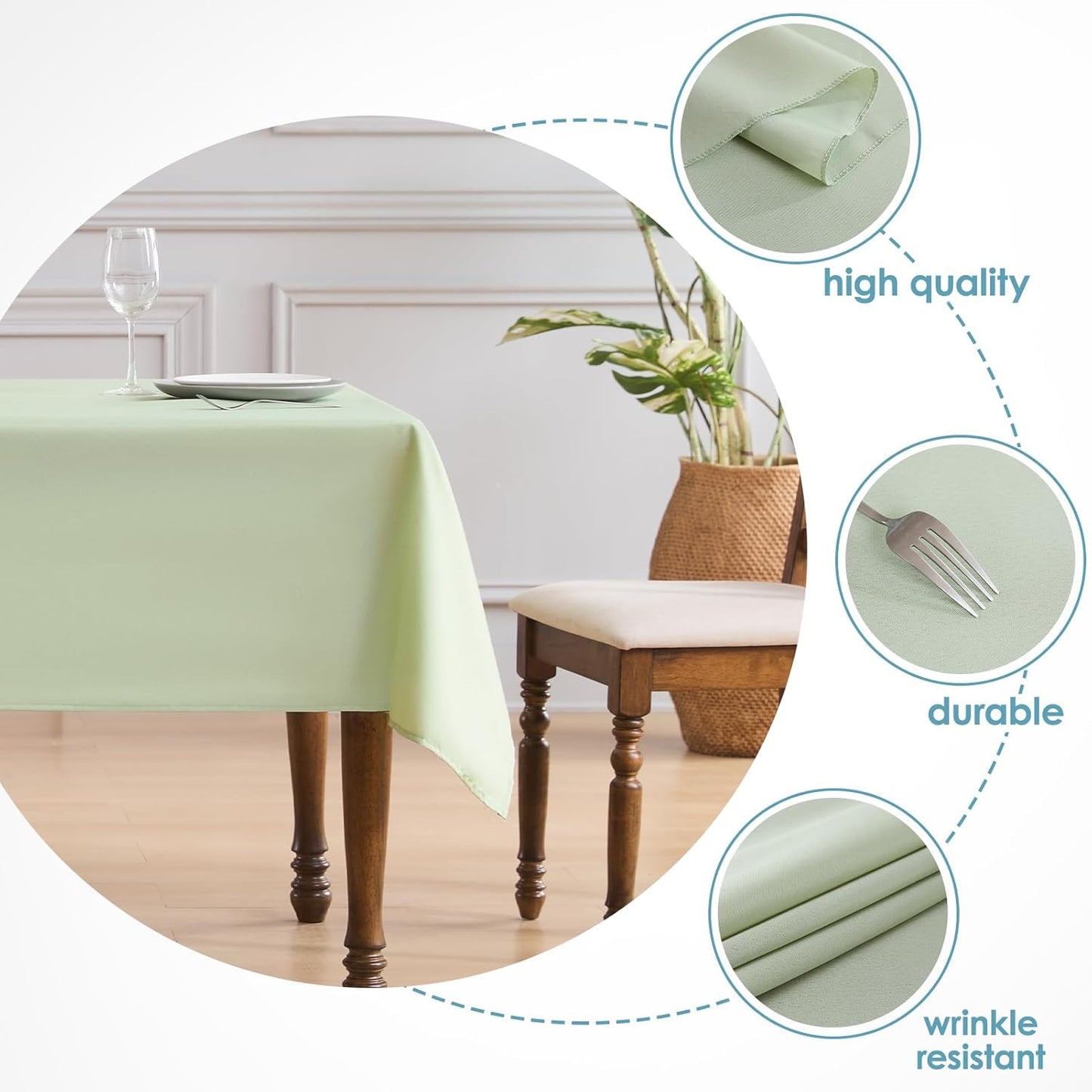 VidaFete Tablecloth 60*120inch Rectangle Table Cloth Polyester, Stain Wrinkle Resistant Polyester Dining Table Cover for Kitchen Dinning Party Wedding Rectangular Tabletop Buffet Decoration(Sagegreen)