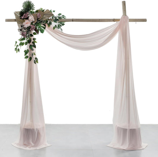 VDS Pack of 1 Panel (30 Inch X 30 Feet) Wedding Arch Draping Fabric Sheer Chiffon Fabric Drapery for Wedding Ceremony Reception Swag Backdrop Canopy Chuppah ARBO Altars Decoration (Nude)