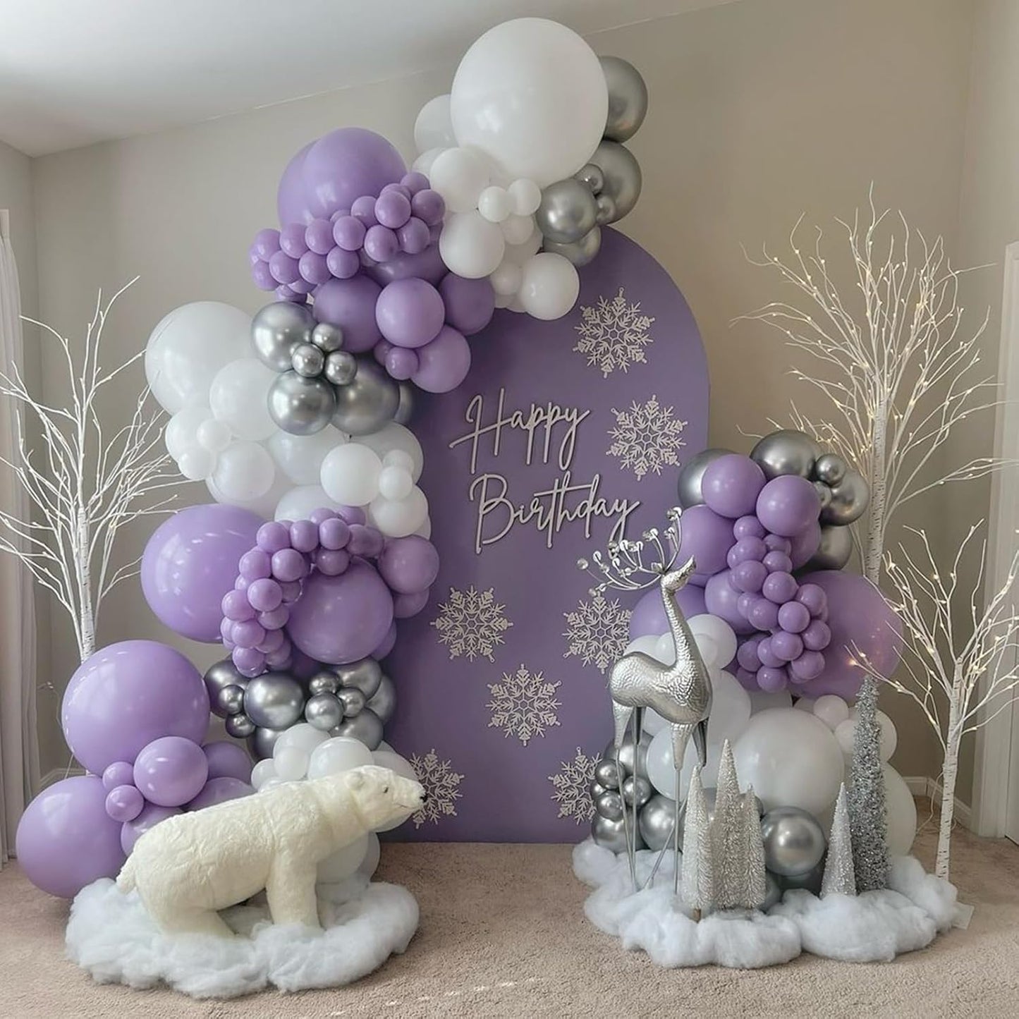 Purple Silver Balloons, 12 Inch Metallic Purple Silver Balloons Light Purple Silver Latex Balloons Lavender Silver Confetti Balloons for Princess Party Girl Birthday Wedding Baby Shower Decorations