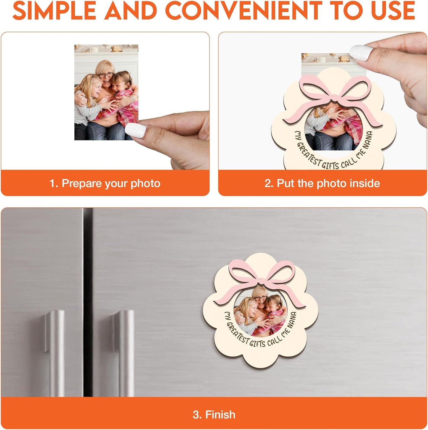 Magnetic Picture Frames - MY GREATEST GIFTS CALL ME NANA - Christmas Gift Birthday Gift for Grandma - Unique Magnet Photo Frame For Women - Magnetic Frames for Refrigerator, Locker & More