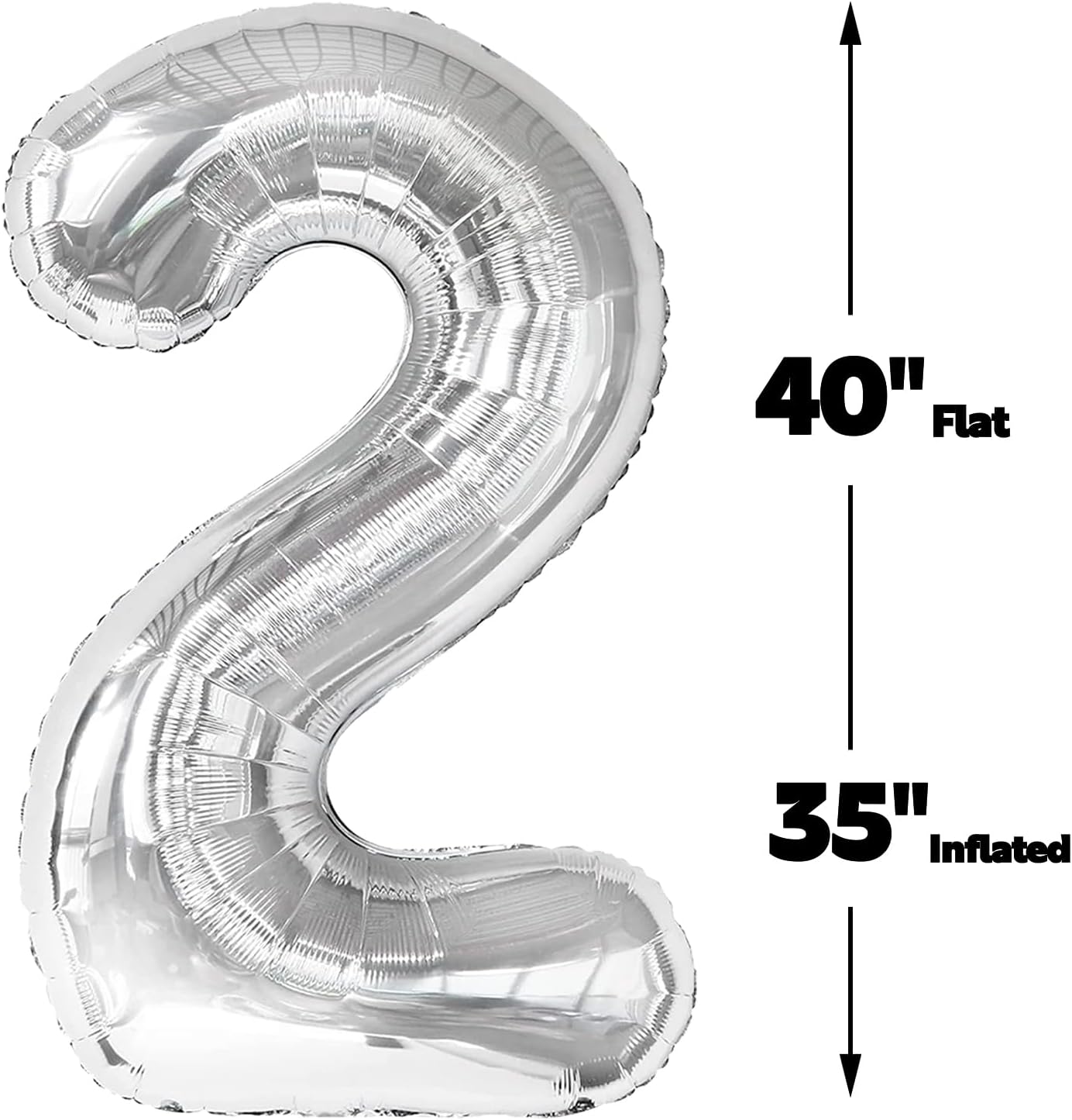 40 Inch Silver Large Number 24 Birthday Balloon, Giant Number 24 42 Balloons, Foil Mylar Big Balloons for Anniversary Graduation Supplies Decorations