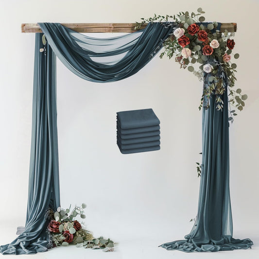 Wokceer Wedding Arch Draping Fabric Grey Blue 6 Panels 28.7" x 20FT Sheer Drapes Backdrop Arch Draping Fabric for Wedding Ceremony Birthday Party Bridal Shower Decoration