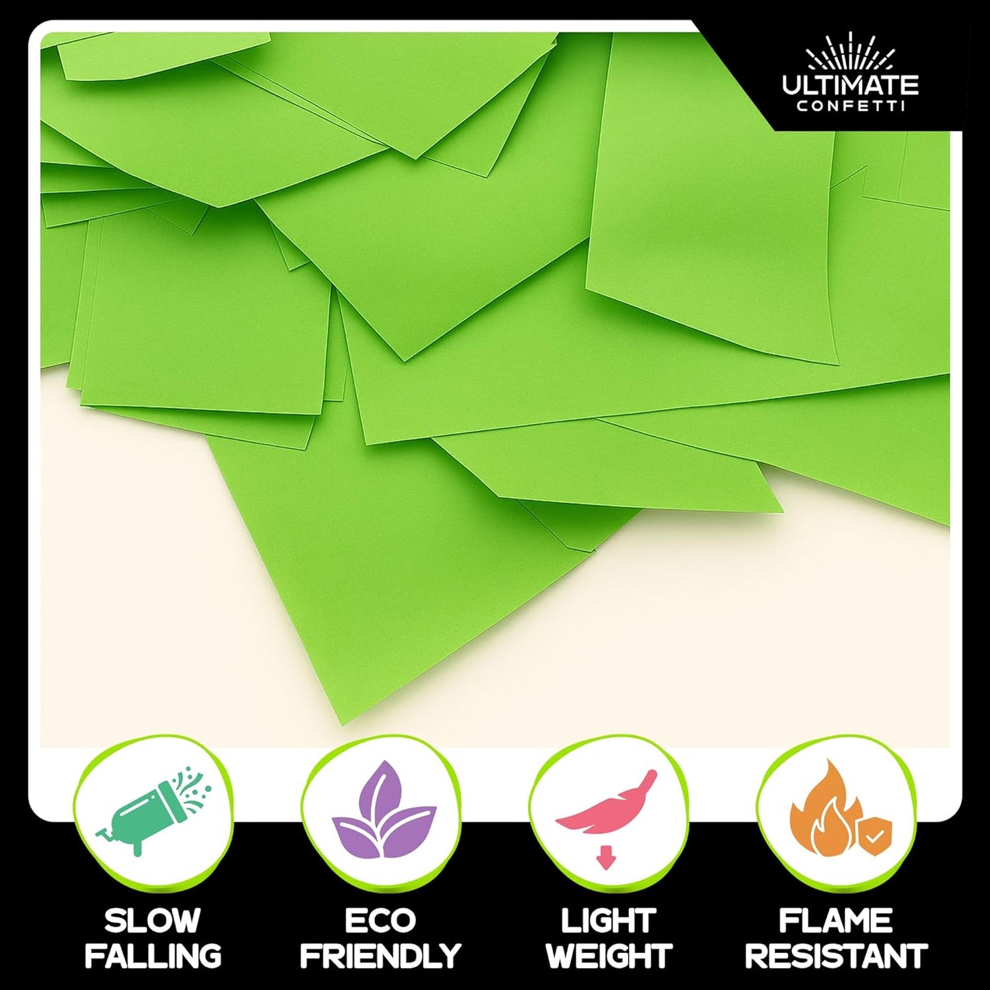 Rectangular Biodegradable Confetti – light Green Fluttering Tissue Paper Confetti for Cannon and Launcher use - Wedding Confeti, Birthday, Parties and Live Events - 1 lb, 16 oz