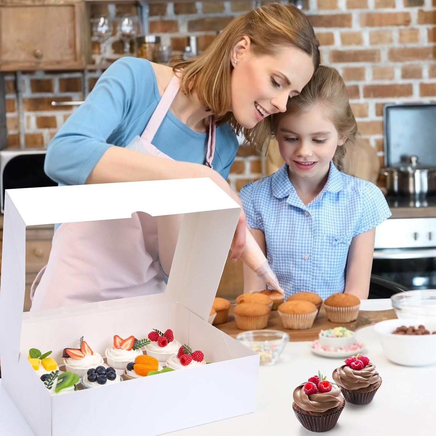 VGOODALL 3PCS White Cupcake Container, 12 Count with Window Boxes Holding 36 Pastry Box for Birthday Holiday Party Bakery Supplies