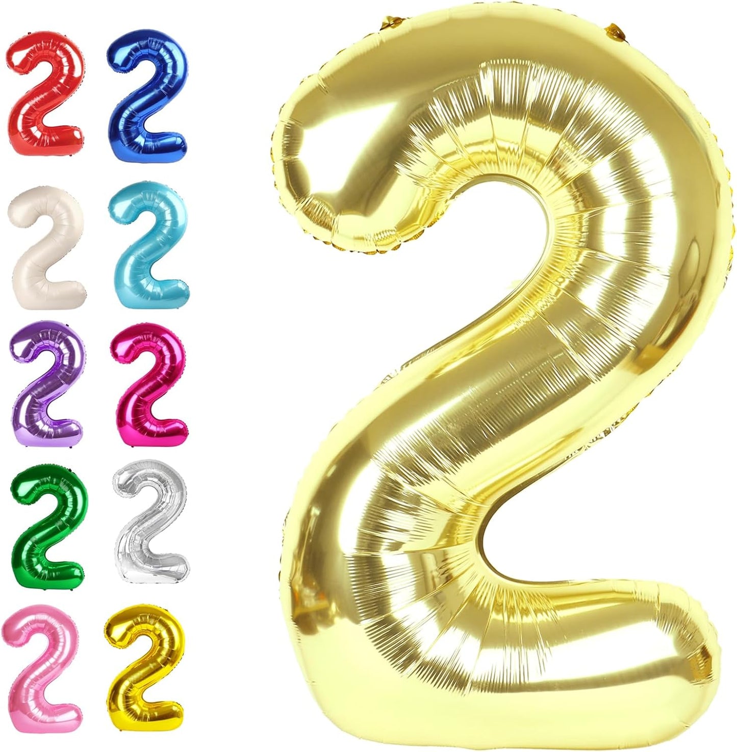 Big 40 Inch Champagne Gold 2 Number Balloon Birthday Decoration, 2026 Light Gold Number 2 Helium Balloons 12 20 22 23 24 26 28 32 42 Celebration, Boy Girl Baby Anniversary Party Graduations Supplies