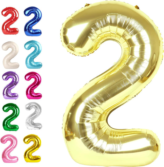 Big 40 Inch Champagne Gold 2 Number Balloon Birthday Decoration, 2026 Light Gold Number 2 Helium Balloons 12 20 22 23 24 26 28 32 42 Celebration, Boy Girl Baby Anniversary Party Graduations Supplies