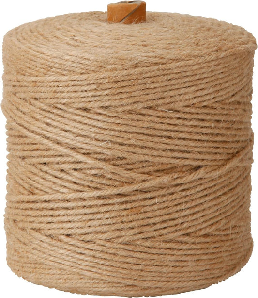 Natural 3mm Jute Twine String, 1000-FT Hemp Rope for Gardening, Handmde Crafts, Climbing Plant Tomato Support, Gift Wrapping, Industrial Packing and Bundling, Home Mason Jars Christmas Wedding Décor