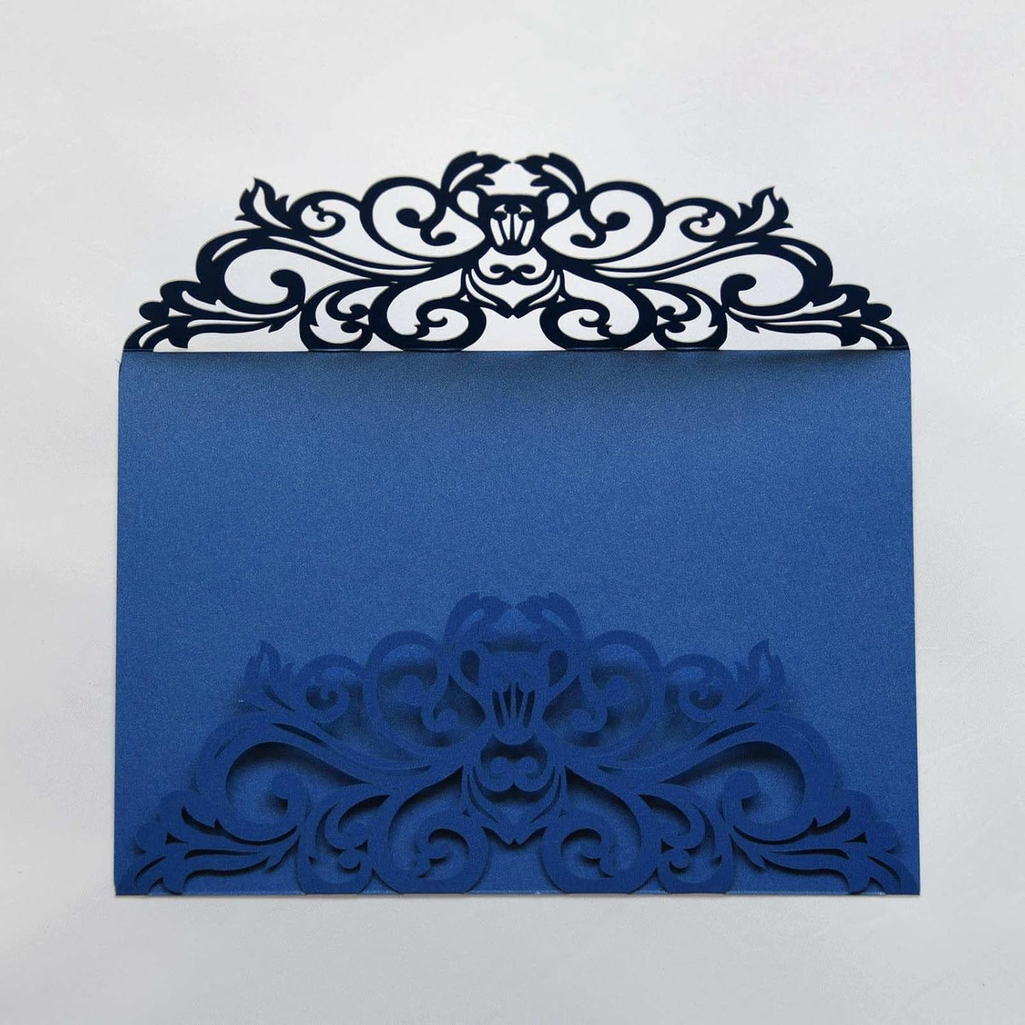 25PCS Royal Blue Laser Cut Wedding Invitations Cards with Envelopes,Blank pearl royal blue