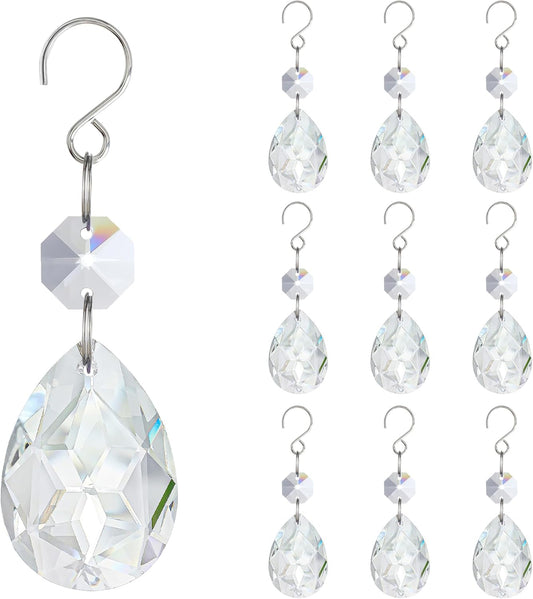 H&D HYALINE & DORA 3Inch Crystal Suncatcher Bauhinia Prisms Pendants 10Pcs Chandelier Crystals Replacement Hanging Sun Catcher Beads for DIY Arts Crafts Decor (Clear)