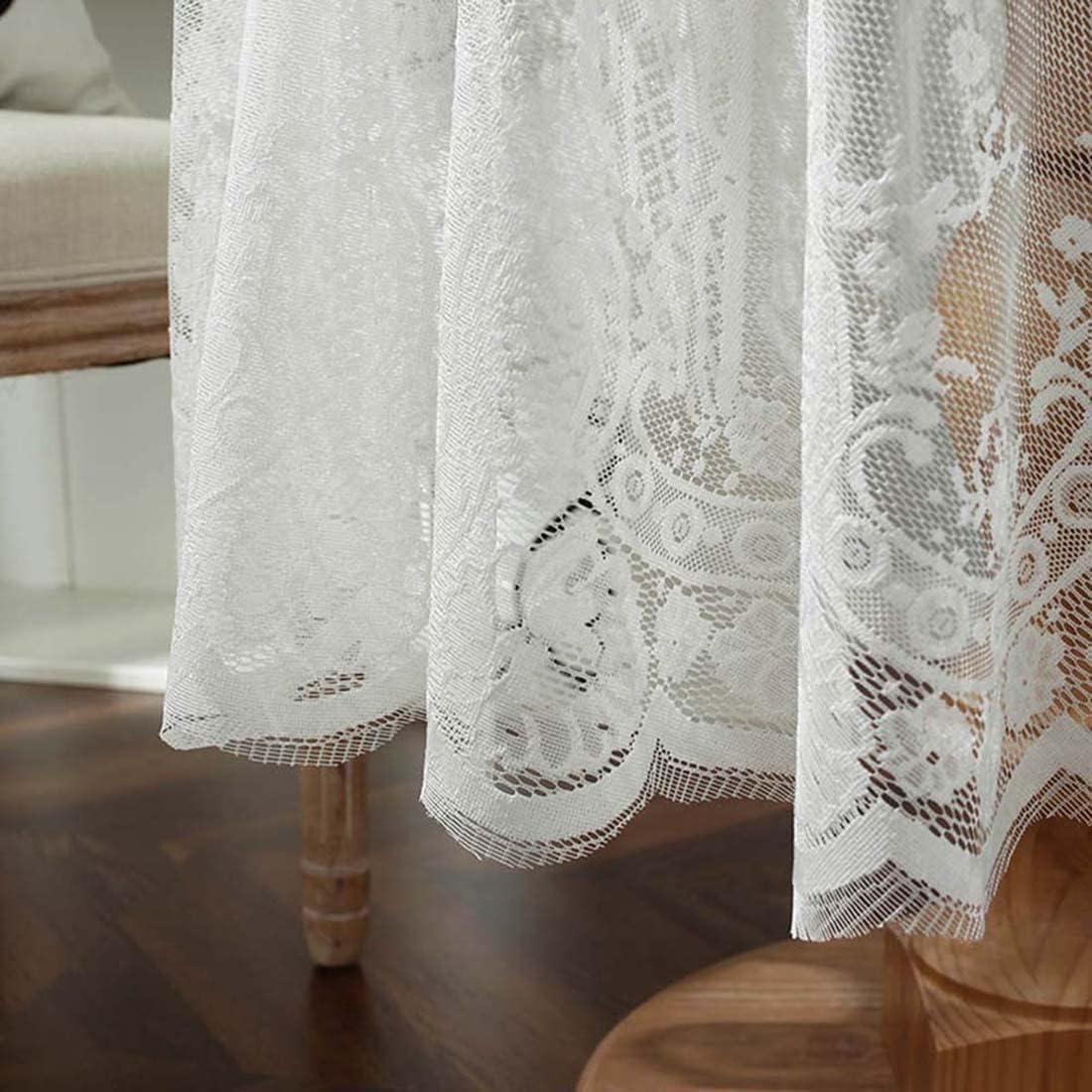 Vintage 60 inch White Lace Tablecloth Floral Embroidered Boho Shabby Chic Small Table Cover for Wedding Halloween Party Dinning Holiday, 1 Piece
