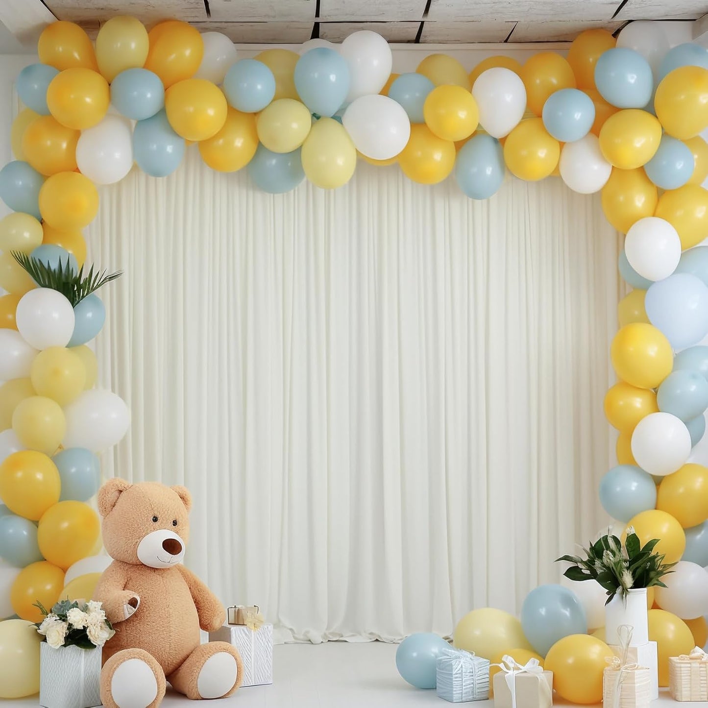 10x10ft Ivory Tulle Backdrop Curtain for Parites, Sheer Backdrop Curtains for Wedding Baby Shower Birthday Party Photo Shoot Decorations