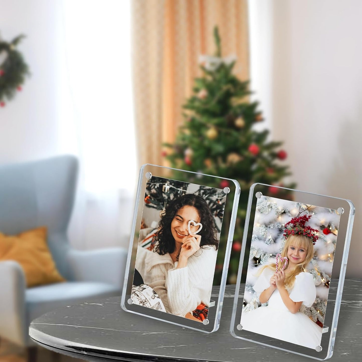 6 Pack 4x6 Acrylic Magnetic Picture Frames, Refrigerator and Desktop Photo Frames Combine, Vertical and Horizontal Clear Display for Fridge/Table/Locker for Home/Party/Wedding/Decoration