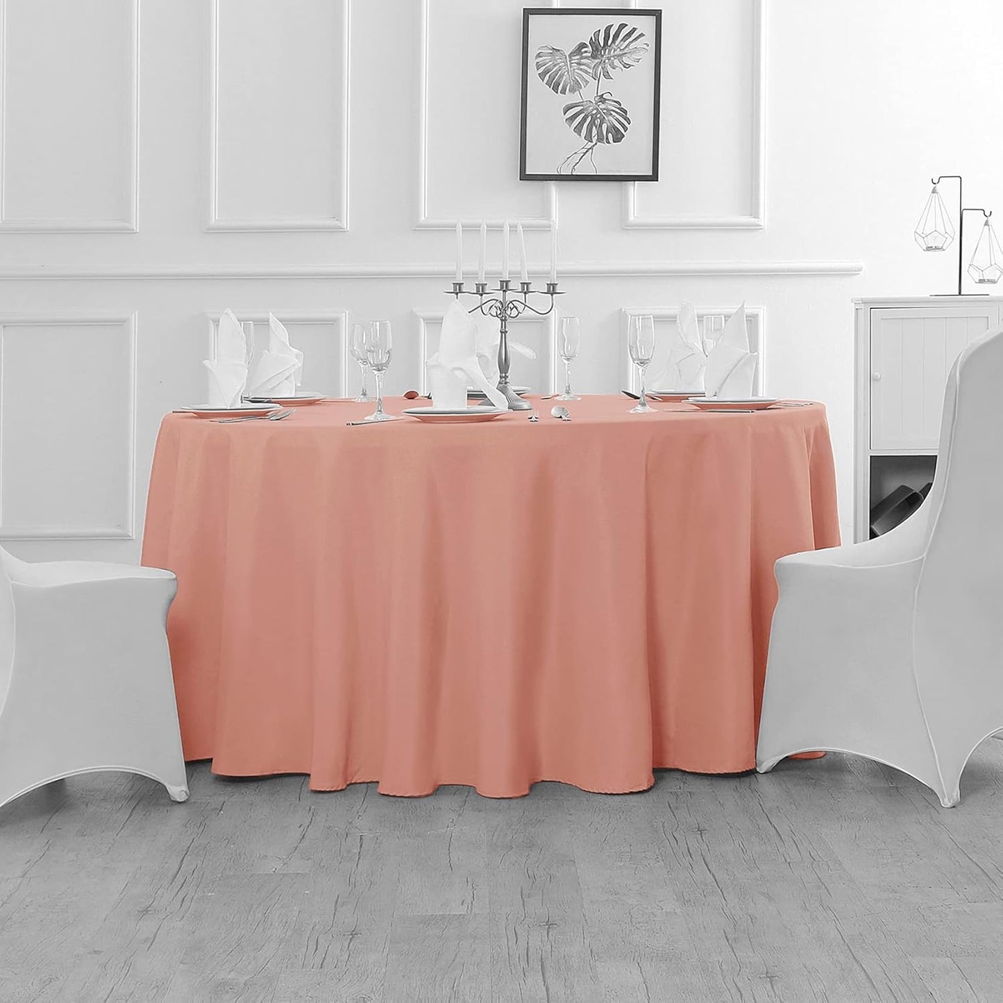 Fokitut 2 Pack Waterproof Round Tablecloth, 90 Inch, Stain Resistant and Wrinkle Polyester Table Cloth, Fabric Table Cover for Kitchen Dining, Wedding, Party, Holiday Dinner-Dusty Pink