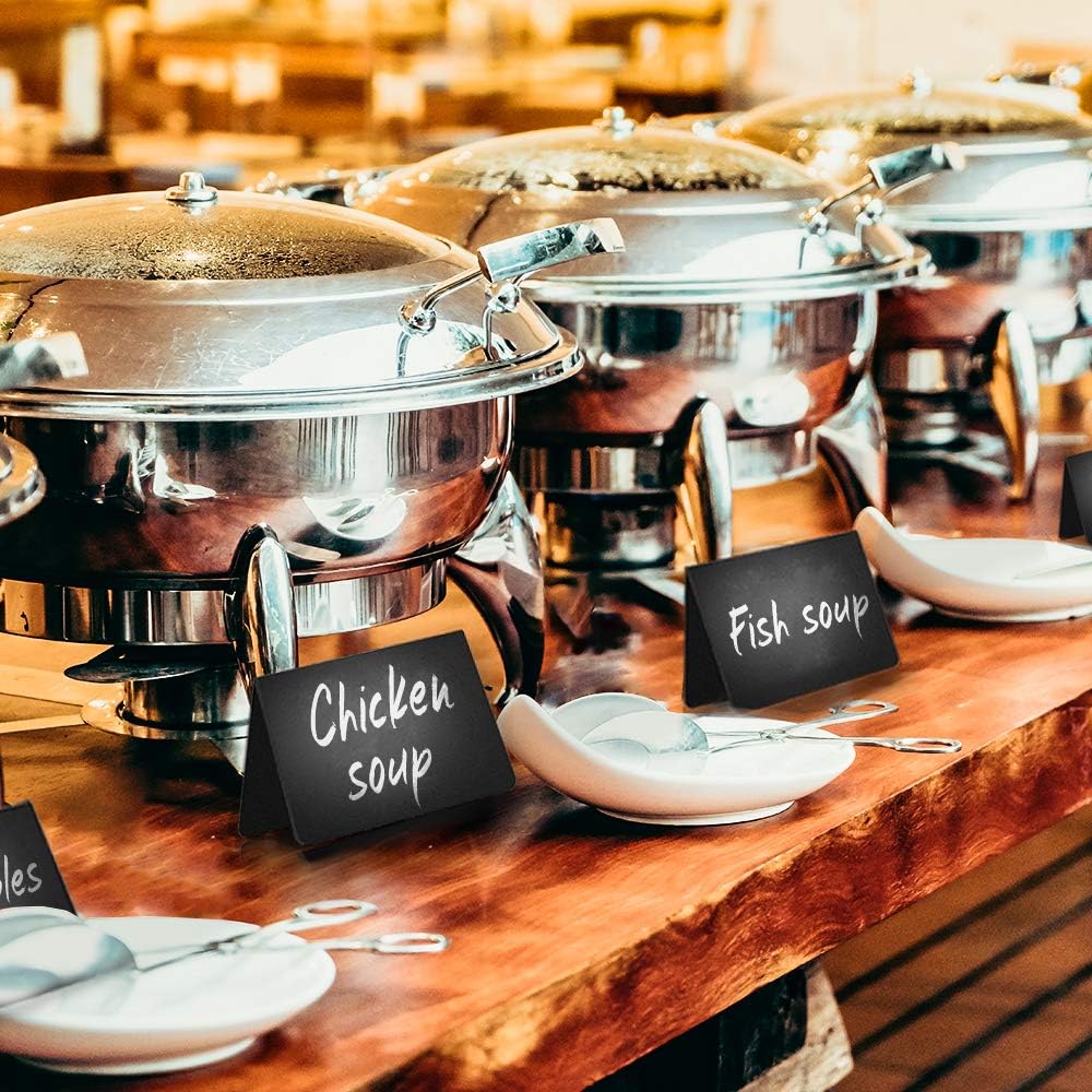 20 Pack Chalkboard Tent Signs 4x3 – Mini Tabletop Food Labels for Buffet Wedding & Party Use – Plastic Reusable Chalk Name Tags & Display Signs for Events