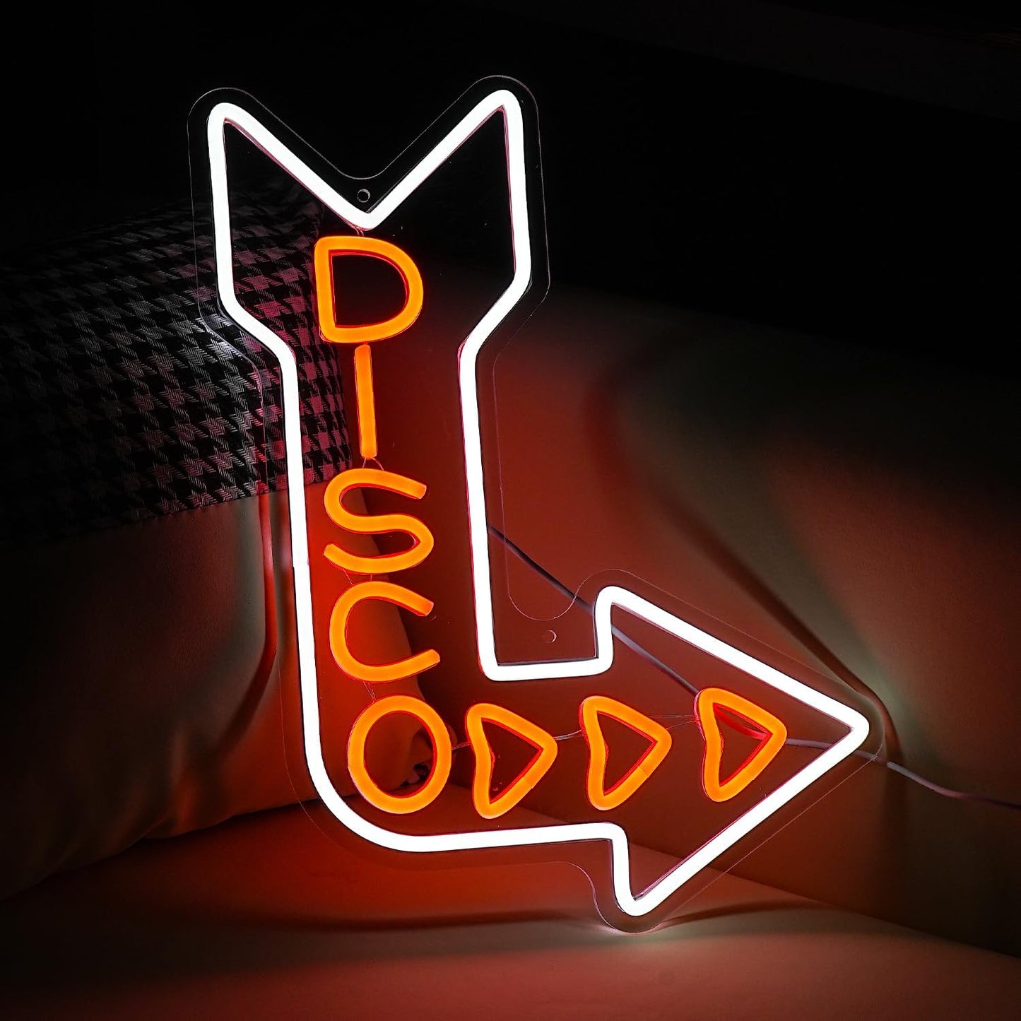 LED Disco Neon Sign Disco Guide Neon Light for Wall Decor Dimmable Led Disco Light Up Sign for DJ Music Bar Bedroom Party Music Concert Man Cave 16.5 * 12.6 IN