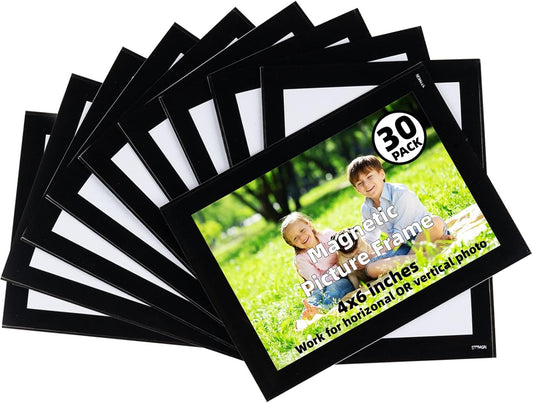Magnetic Picture Frames for Refrigerator (4"X6",30 Pack),Magnet Photo Frame Pockets/Greeting Card Sleeve,Decorations for Lockers