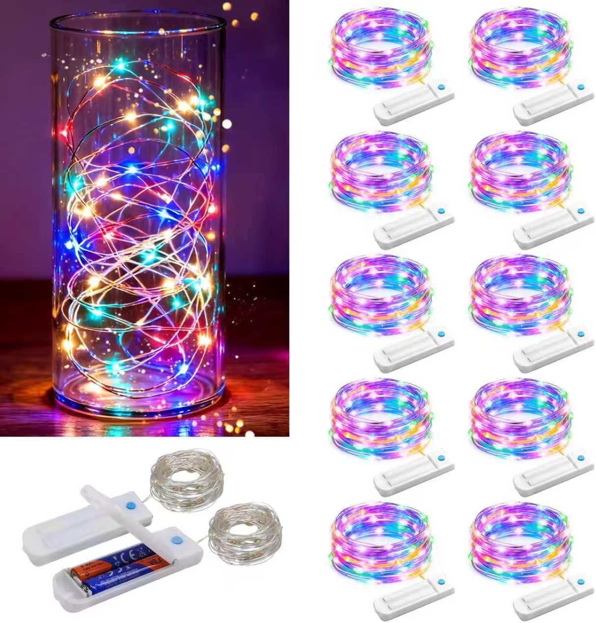 ZNYCYE 10 Pack 10ft 30 LED Mason Jar String Lights 8 Modes with Timer Waterproof Fairy Lights Upgraded Battery（Included Operated for DIY Wedding Party Mason Jar Christmas Decorations (Multi-Color)