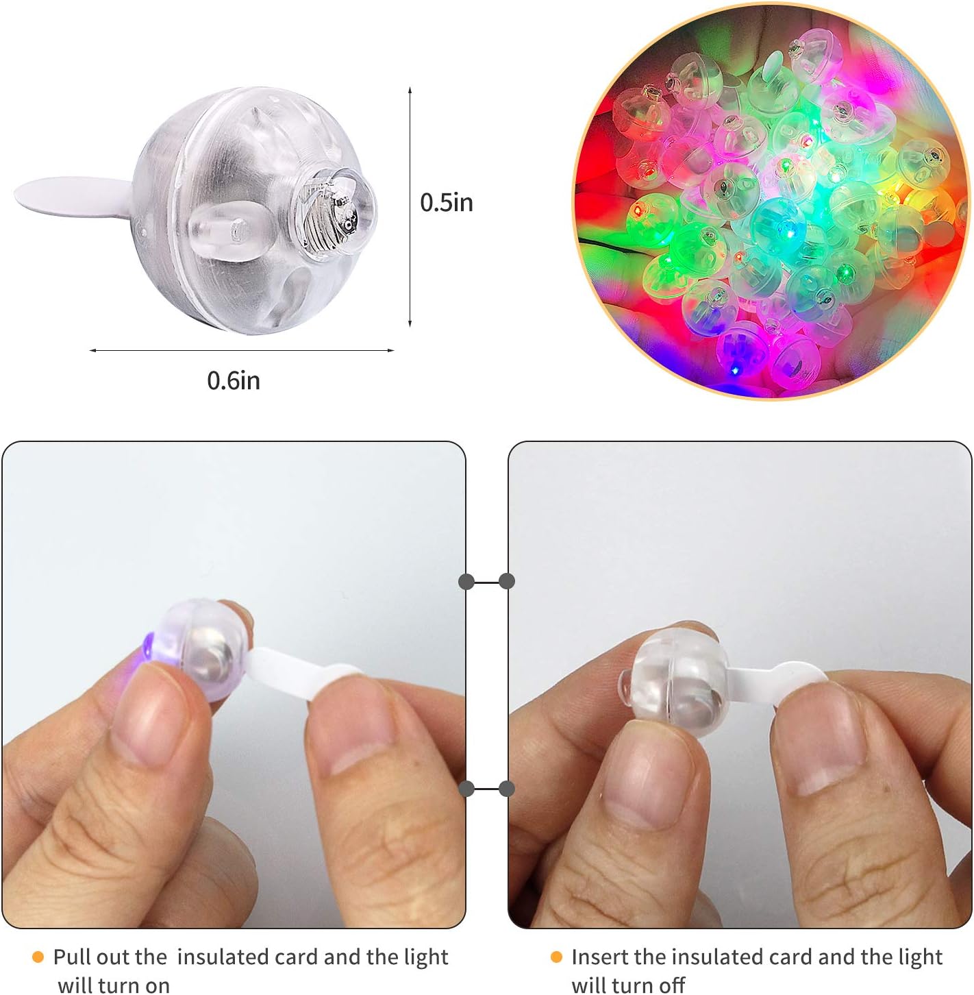 Aogist 200pcs Multicolor Balloon Light,Long Standby Time Waterproof Mini Ball Light,Round LED Flash Lamp for Paper Lantern Balloon Party,Wedding,Birthday,Festival,New Year and Christmas Decorative