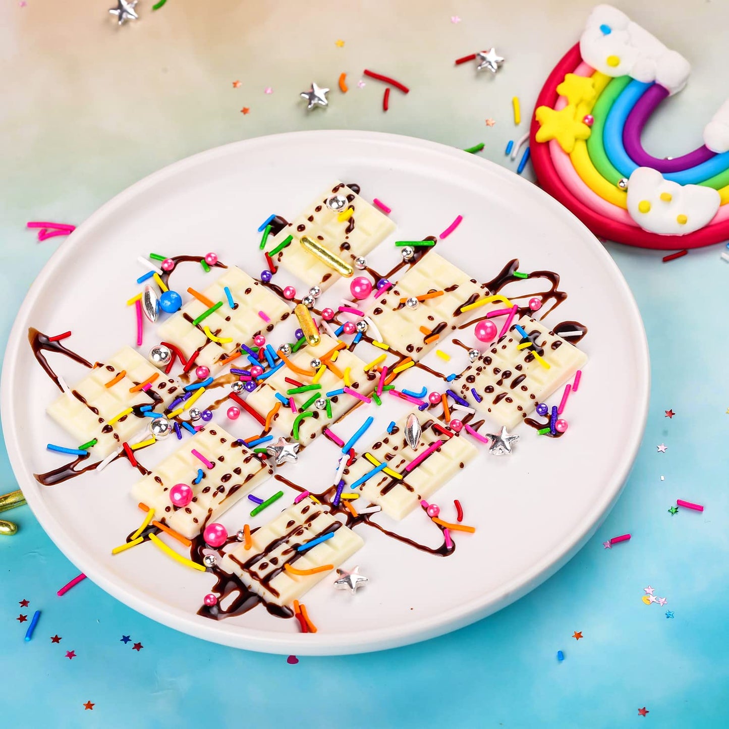 Rainbow Sprinkles for Cake Decorating - Metallic Gold Sprinkles Silver Star, Colorful Jimmies, Sugar Pearl, Cupcakes Topper, Ice Cream, Cookie Decorations for Christmas Birthday Party