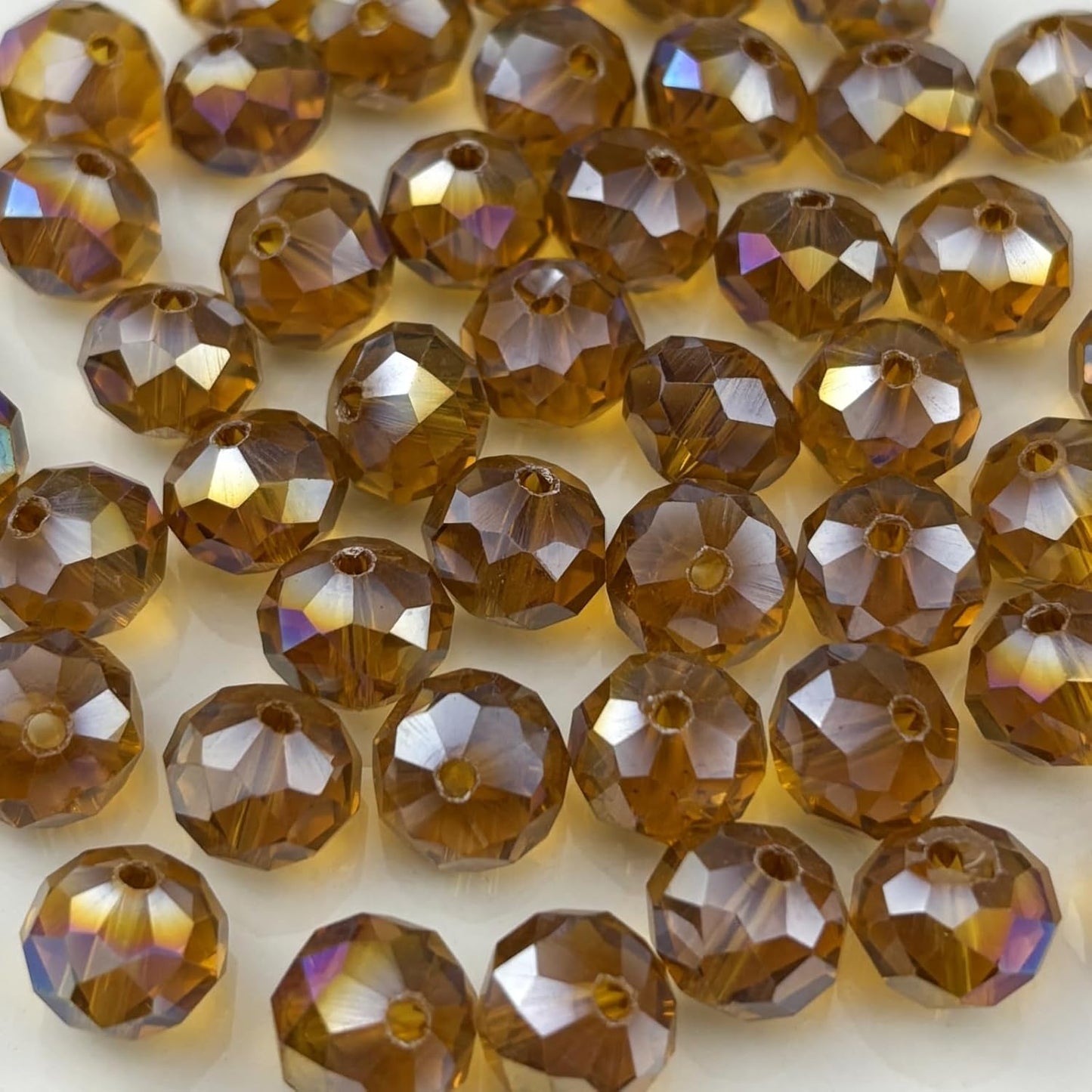 200pcs 6mm Crystal Glass Beads for Crafts Faceted Rondelle Glass Beads for Jewelry Making Crystal Spacer Beads for Necklaces Bracelets Earrings DIY Craft(Amber AB)