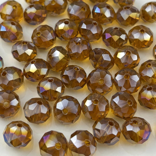 200pcs 6mm Crystal Glass Beads for Crafts Faceted Rondelle Glass Beads for Jewelry Making Crystal Spacer Beads for Necklaces Bracelets Earrings DIY Craft(Amber AB)