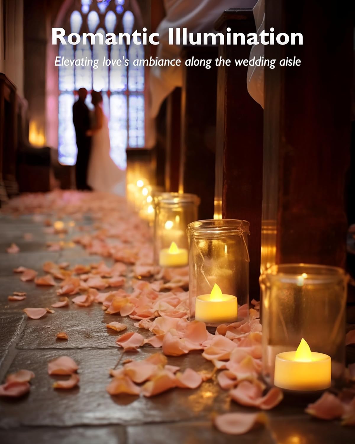 Homemory 24-Pack Flameless LED Tea Lights Candles Battery Operated, 200+Hour Fake Electric Candles TeaLights for Votive, Halloween, Ofrenda, Diya, Wedding Centerpiece Table Decor, Funeral, Christmas